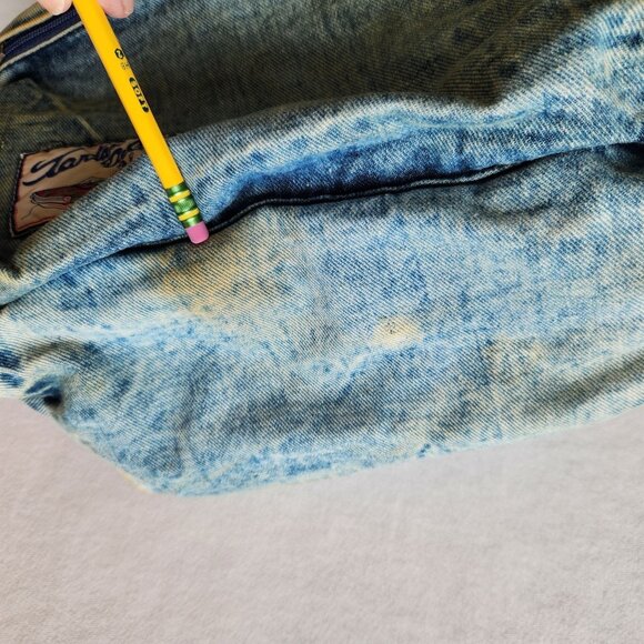 Vintage 80's Tartan DeClenn Denim Jean Backpack Patches Retro Casual Academia - Picture 8 of 11